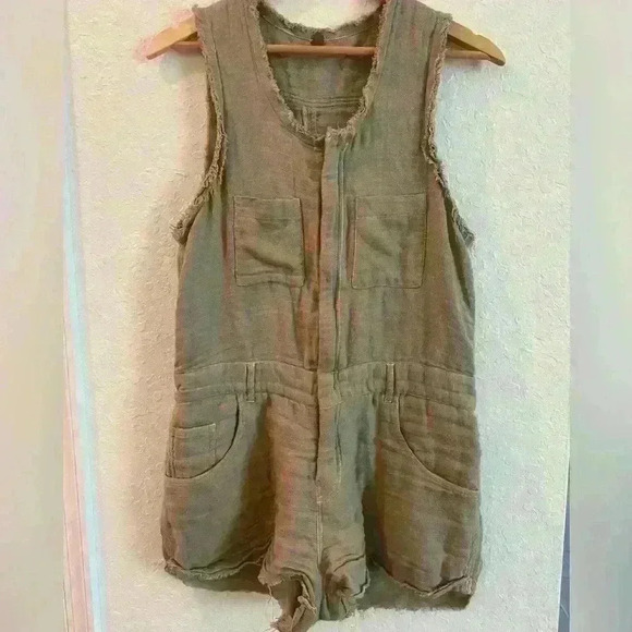 Free People Raw Frayed Edge Shorts Romper - Picture 1 of 8